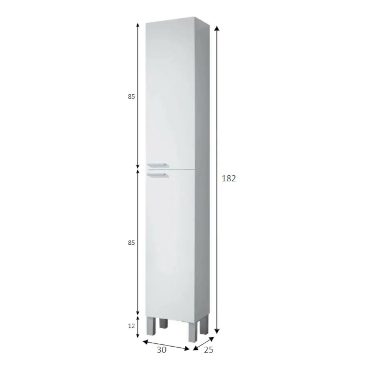 Mobile colonna bagno classico 2 ante 30x182h cm bianco lucido - Ark