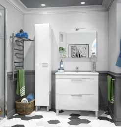 Mobile colonna bagno classico 2 ante 30x182h cm bianco lucido - Ark