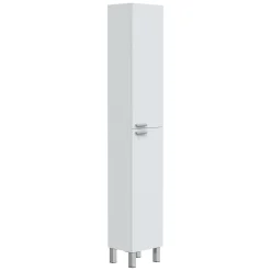 Mobile Colonna Bianco Lucido Grigio 3 Ripiani 2 Ante 30x25x182h cm, Reversibile - Nin