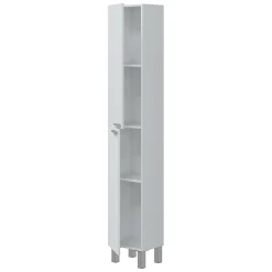 Mobile Colonna Bianco Lucido Grigio 3 Ripiani 2 Ante 30x25x182h cm, Reversibile - Nin