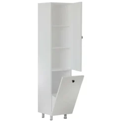 Mobile Colonna Bianco 2 Ripiani 2 Ante 35x32x155h cm, Portabiancheria - Cropani