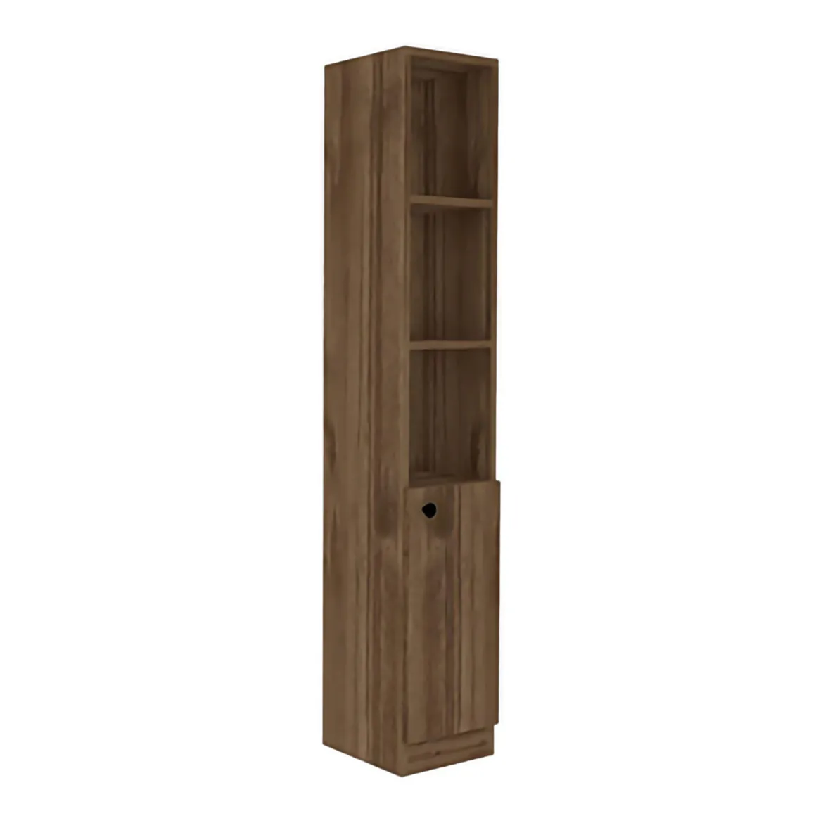 Mobile Colonna Marrone Noce 3 Ripiani Un'anta 30x30x170h cm, 5 Vani - Trivero