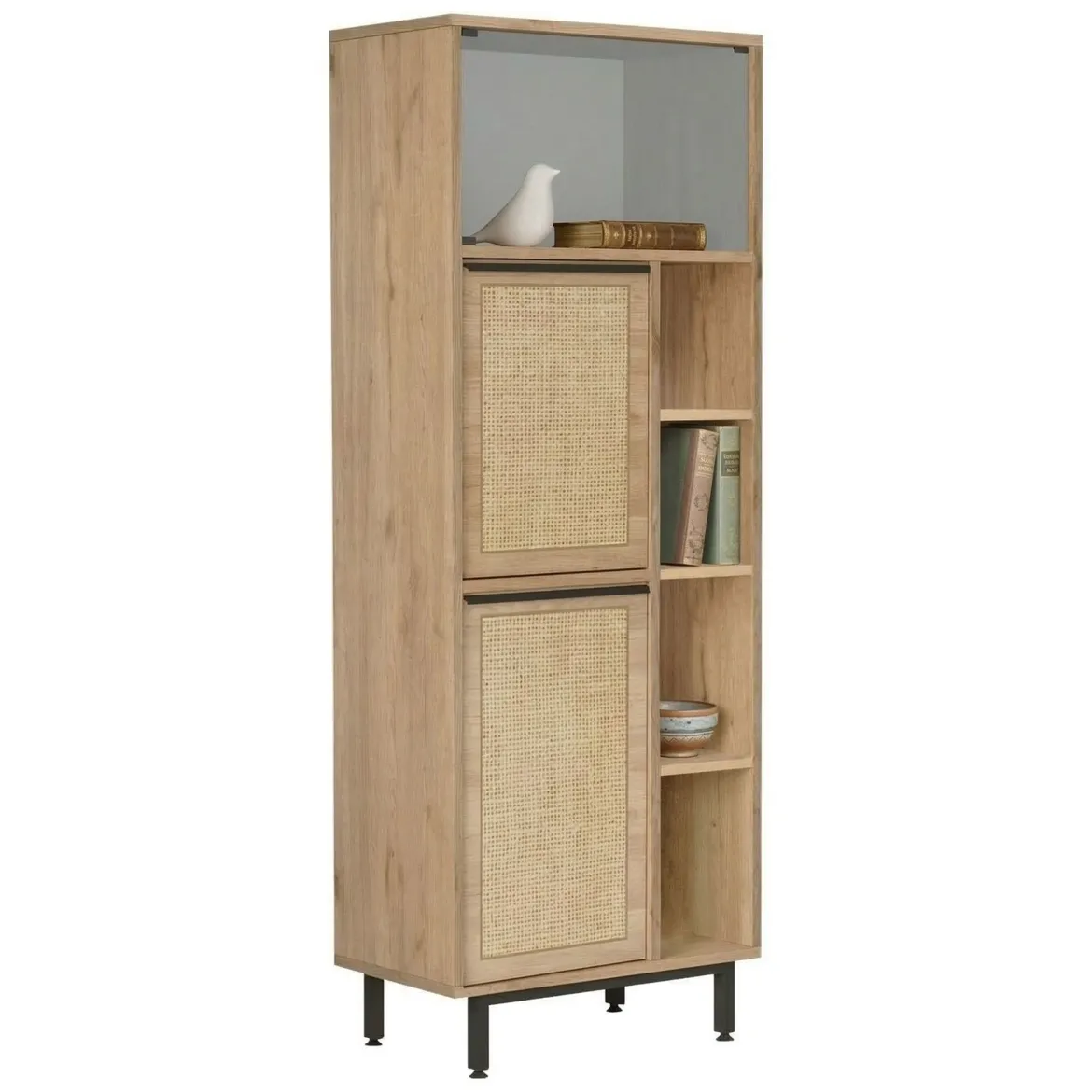 Mobile Colonna Marrone Rovere Colore Ante Marrone Sfumatura Colore Struttura Rovere 96x209x48h cm, Sfumatura Colore Ante Rovere - Canosio
