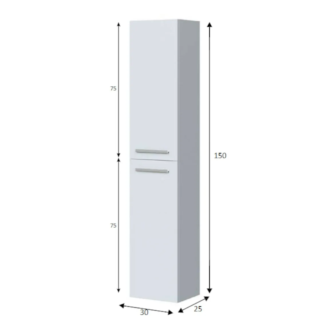 Mobile colonna sospesa 2 ante 30x150h cm cemento - Notte