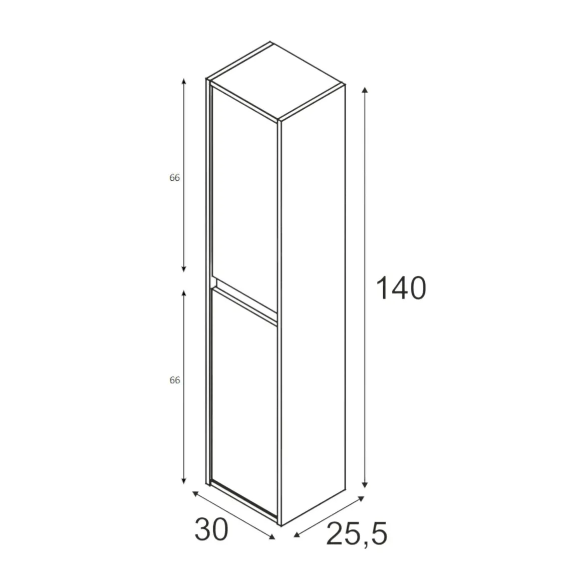 Mobile colonna sospeso 2 ante 30x140h cm quercia - Aladin