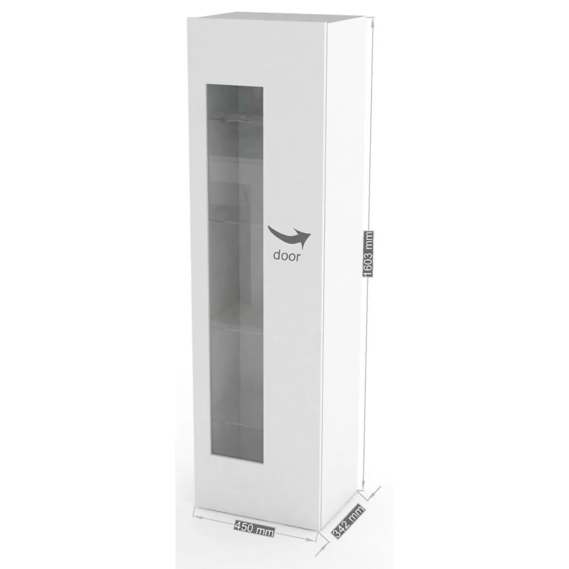 Mobile colonna vetrina 45x34x162h cm bianco lucido - Adatka