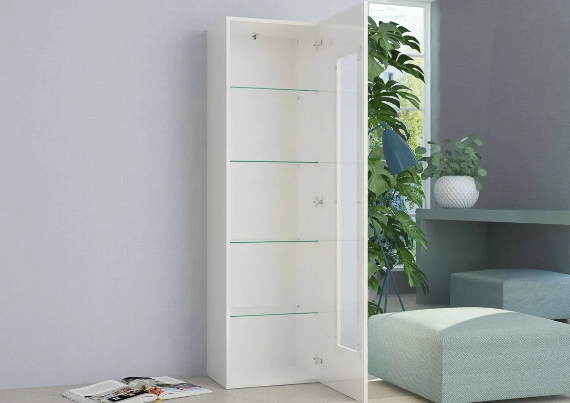 Mobile colonna vetrina 45x34x162h cm bianco lucido - Adatka