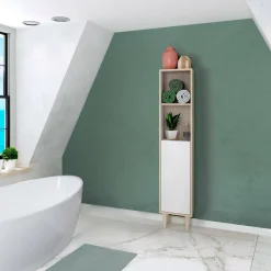 Mobile colonna 30x150h cm rovere e bianco lucido - Lazzarina