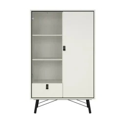 Mobile con vetrina 2 ante 101x40x161h cm bianco e nero - Mora