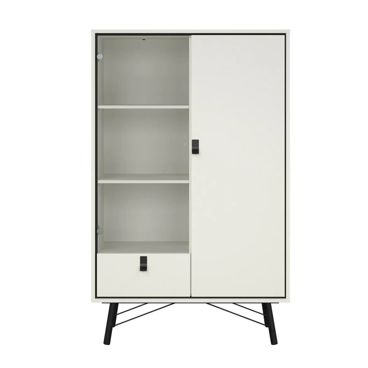 Mobile con vetrina 2 ante 101x40x161h cm bianco e nero - Mora