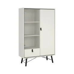Mobile con vetrina 2 ante 101x40x161h cm bianco e nero - Mora