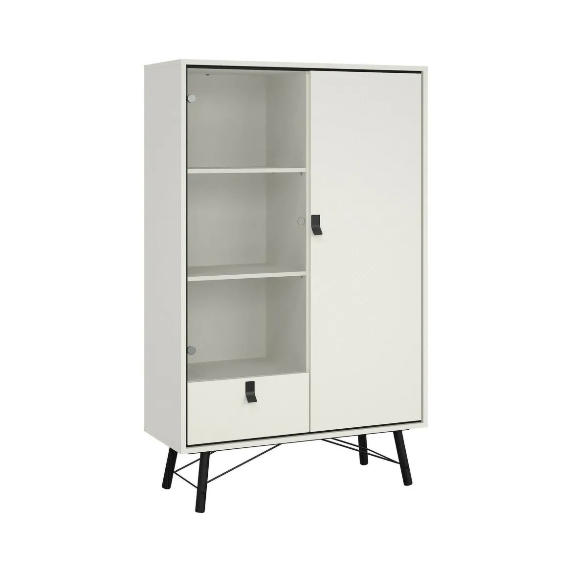 Mobile con vetrina 2 ante 101x40x161h cm bianco e nero - Mora