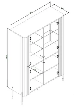 Mobile con vetrina 2 ante 78x32x199h cm bianco - Lazio