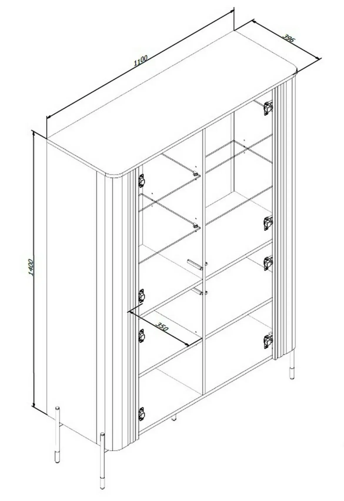 Mobile con vetrina 2 ante 78x32x199h cm bianco - Lazio