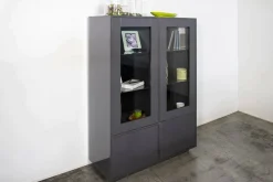 Mobile con vetrina 4 ante 100x41x146h cm antracite lucido - Agostino