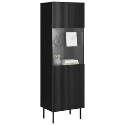 Mobile con vetrina cannettato 59x42x182h cm nero - Luzzana