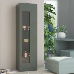Mobile con vetrina elegante 45x34x162h cm antracite lucido - Adatka