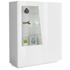 Mobile con vetrina grande 2 ante 120x43x146h cm bianco lucido - Ask