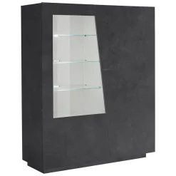 Mobile con vetrina moderno soggiorno 2 ante 120x43x146h cm ardesia - Ask