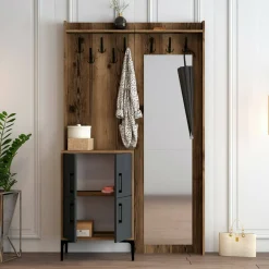 Mobile da ingresso 2 ante noce e antracite 120x200h cm - Isidore