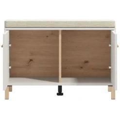 Mobile da Ingresso Bianco Crema Grigio Chiaro un Ripiano 2 Ante 80x40x57h cm, 2 Vani - Marciana