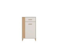 Mobile da Ingresso Bianco Crema Marrone un Cassetto 2 Ripiani 59.5x40x103h cm, Un'anta - Carducci