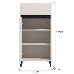 Mobile da Ingresso Bianco Crema Nero un Cassetto 2 Ripiani 77x35x98h cm, 2 Ante - Torrice