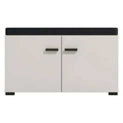 Mobile da Ingresso Bianco Crema Nero un Ripiano 2 Ante 77x35x40.5h cm, 2 Vani - Druento