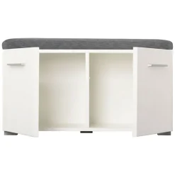 Mobile da Ingresso Bianco Grigio Scuro un Ripiano 2 Ante 79x35x45h cm, 2 Vani - Cannole