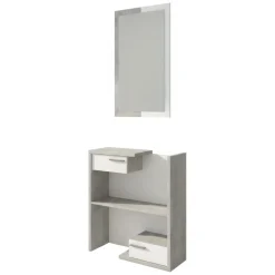 Mobile da Ingresso Bianco Grigio Scuro un Ripiano 2 Ante 79x35x45h cm, 2 Vani - Cannole