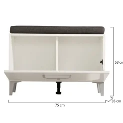 Mobile da Ingresso Bianco Grigio un Ripiano 2 Ante 79x35x45h cm, 2 Vani - Cannole