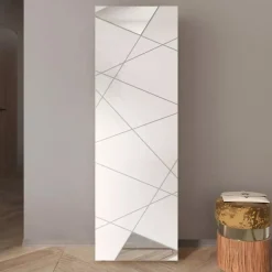 Mobile da Ingresso Bianco Lucido Bianco Appendiabiti 6 Paia 78x31x186.5h cm, 2 Ripiani - Medolla