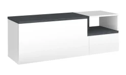 Mobile da Ingresso Bianco Lucido Marrone Acero 3 Ripiani Appendiabiti 120x40x154h cm, 2 Ante Made in Italy - Graziella