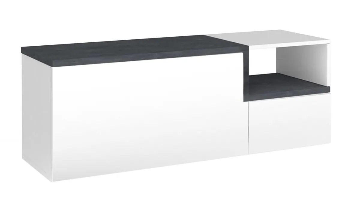 Mobile da Ingresso Bianco Lucido Marrone Acero 3 Ripiani Appendiabiti 120x40x154h cm, 2 Ante Made in Italy - Graziella