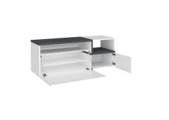 Mobile da Ingresso Bianco Lucido Marrone Acero 3 Ripiani Appendiabiti 120x40x154h cm, 2 Ante Made in Italy - Graziella