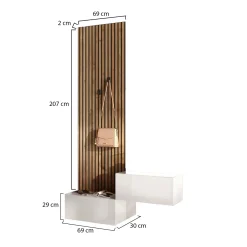 Mobile da Ingresso Bianco Lucido Specchio Incluso 4 Paia 91x36x165h cm, 2 Ripiani - Toirano