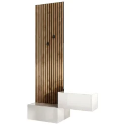 Mobile da Ingresso Bianco Lucido Specchio Incluso 4 Paia 91x36x165h cm, 2 Ripiani - Toirano