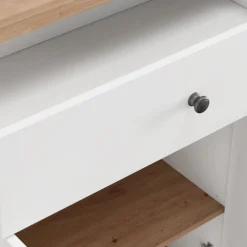 Mobile da Ingresso Bianco Marrone Rovere Nodi un Cassetto 2 Ripiani 86x40x111h cm, 2 Ante - Russel