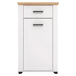 Mobile da Ingresso Bianco Opaco Marrone Rovere un Cassetto 2 Ripiani 60.5x41x105h cm, Un'anta - Rogeno