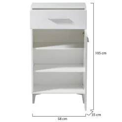 Mobile da Ingresso Bianco 2 Ripiani un Cassetto 58x35x104.5h cm, Un'anta - Ossona