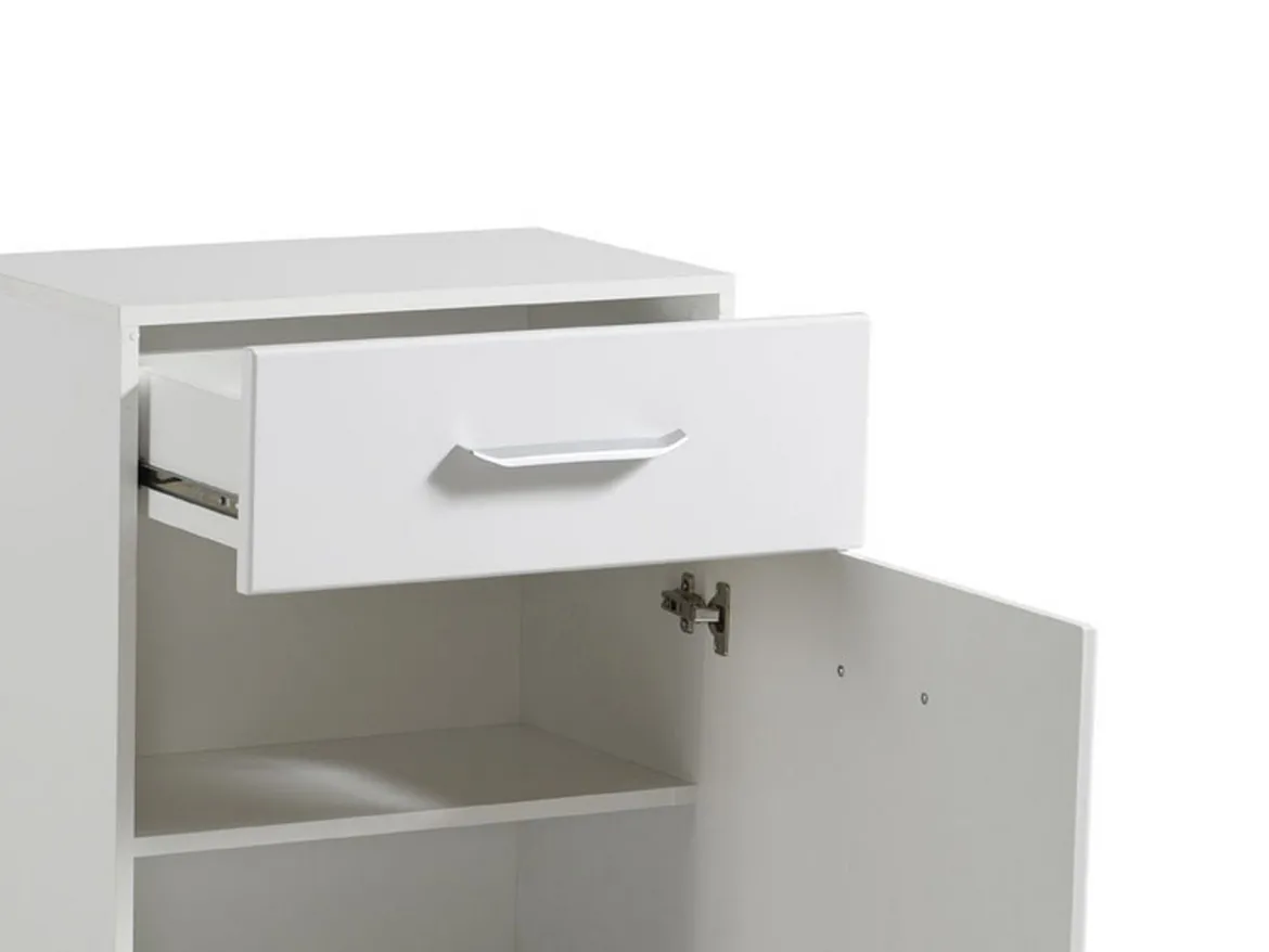 Mobile da Ingresso Bianco 2 Ripiani un Cassetto 58x35x104.5h cm, Un'anta - Ossona