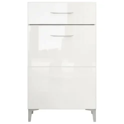 Mobile da Ingresso Bianco 2 Ripiani un Cassetto 58x35x104.5h cm, Un'anta - Ossona