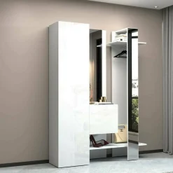 Mobile da ingresso da parete 3 ante rovere e bianco 91x94h cm - Scultore
