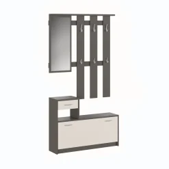 Mobile da ingresso Garolfo, 100x25h180 cm, Beige e Grigio