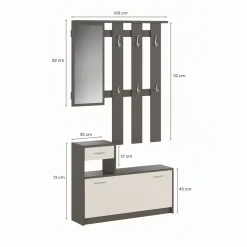 Mobile da ingresso Garolfo, 100x25h180 cm, Beige e Grigio