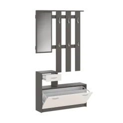 Mobile da ingresso Garolfo, 100x25h180 cm, Beige e Grigio
