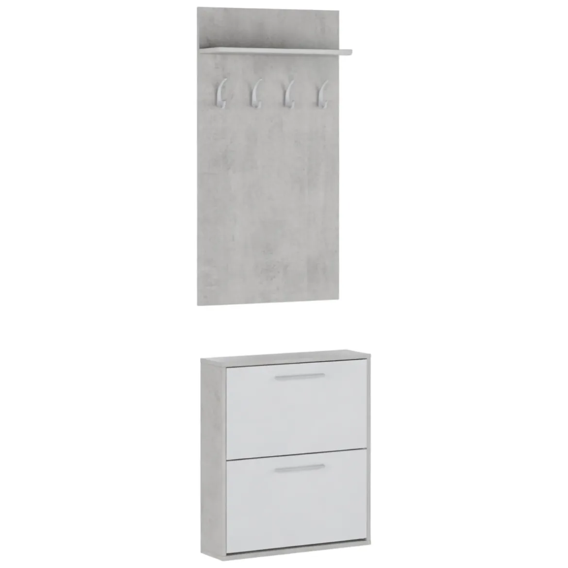 Mobile da Ingresso Grigio Cemento Bianco Paia Cassetti 54x28x181h cm, Ripiani - Sestola