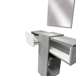 Mobile da Ingresso Grigio Cemento Installazione Sospesa Materiale Struttura in Legno Nobilitato 63x27x78h cm, Sfumatura Colore Struttura Cemento