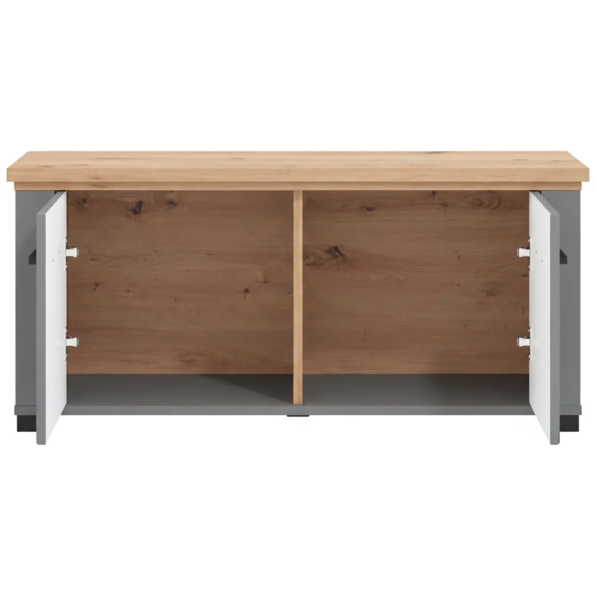 Mobile da Ingresso Grigio Marrone Rovere un Ripiano 2 Ante 103.5x41x47.5h cm, 2 Vani - Menfi