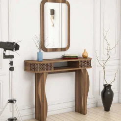 Mobile da Ingresso Marrone Noce Nero 8 Ripiani Appendiabiti 90x35x200h cm, Apertura Battente - Pecchi